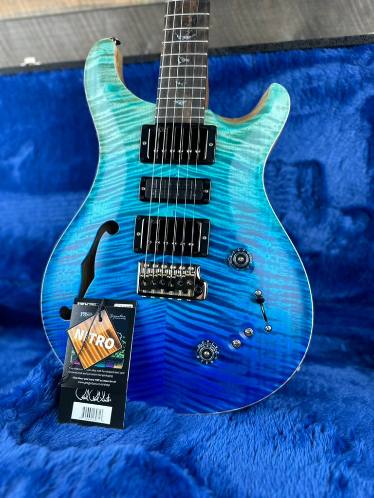 PRS Wood Library Special 22 Semi-Hollow - Flame Maple 10 Top Korina Back, Ziricote FB - Blue Fade Satin 392386