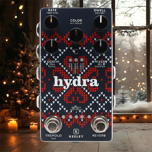 Keeley Hydra Stereo Reverb Tremolo Pedal IN AN UGLY XMAS SWEATER!