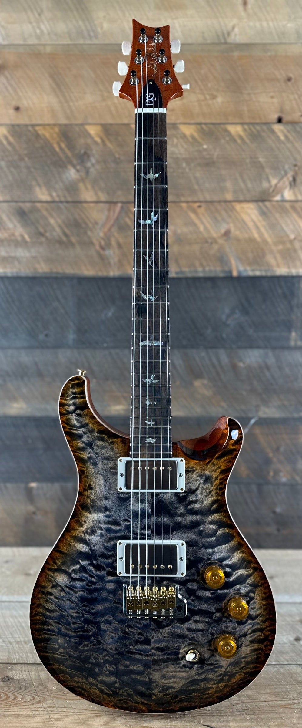 PRS DGT David Grissom Signature Wood Library 10 Top, Korina Back/Neck, Ziricote FB - Burnt Maple Leaf 390877