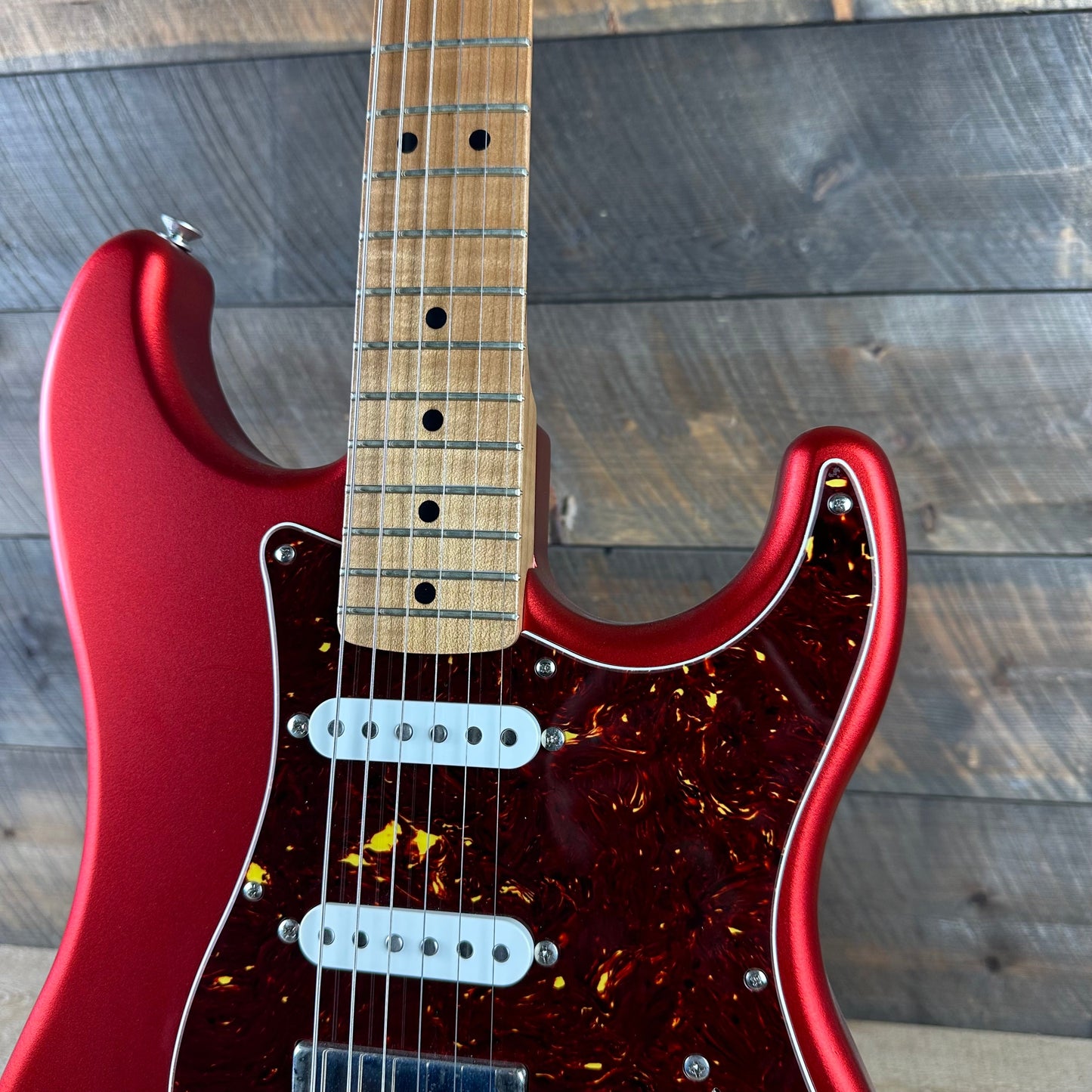 LsL Instruments Saticoy One B HSS Roasted Flame Maple Neck  - Candy Apple Red 6270