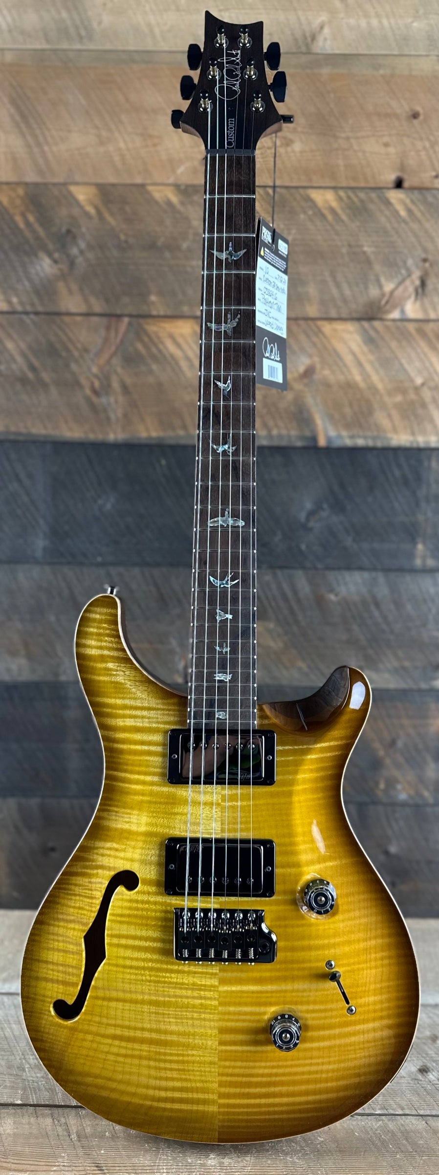 PRS Wood Library Custom 24 Semi-Hollow Flame Maple 10 Top 58/15 LT Pickups- Livingston Lemondrop 386416