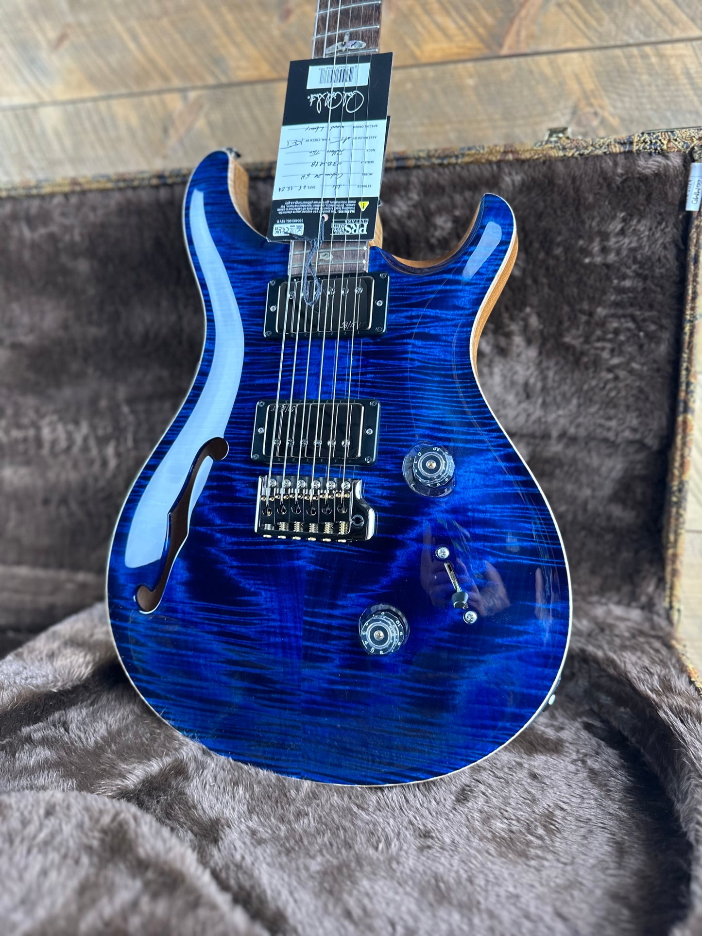 PRS Wood Library Custom 24 Semi-Hollow Flame Maple 10 Top - Whale Blue 386418