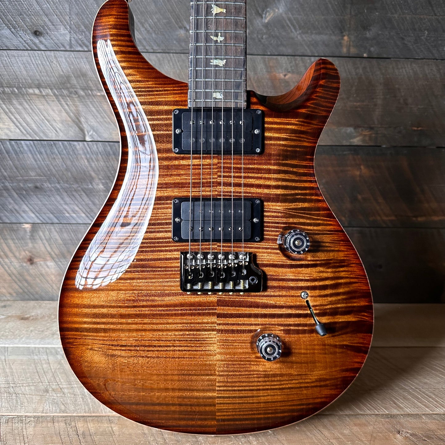 PRS Custom 24 Wood Library Flame Maple 10-Top 85/15 Stained Maple Neck Swamp Ash Back - Copperhead Burst 363700