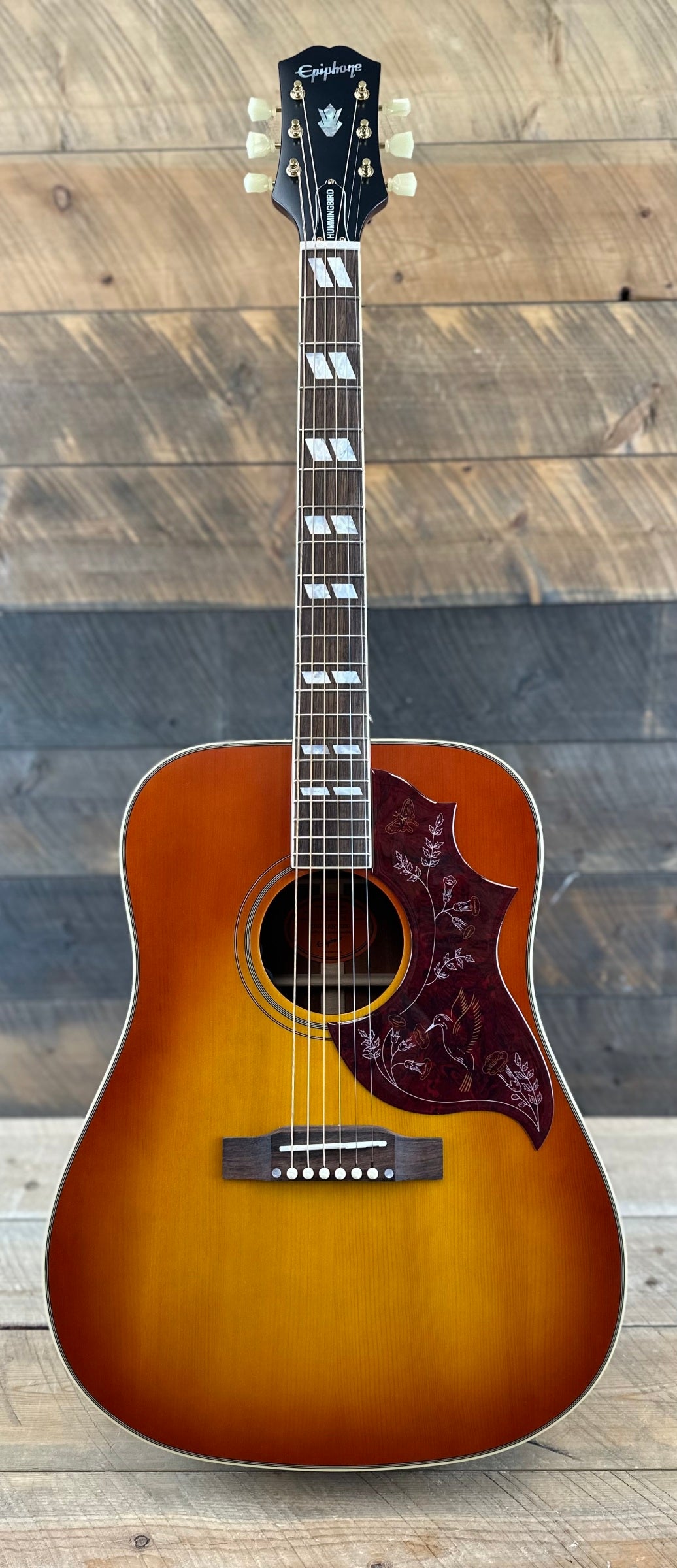 Epiphone Masterbilt Hummingbird Acoustic-Electric Guitar - Aged Cherry Sunburst 24031500043