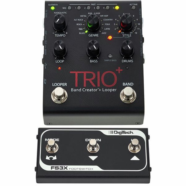 DigiTech Trio+ Band Creator and Looper Pedal / FS3X 3 Button Footswitch Bundle