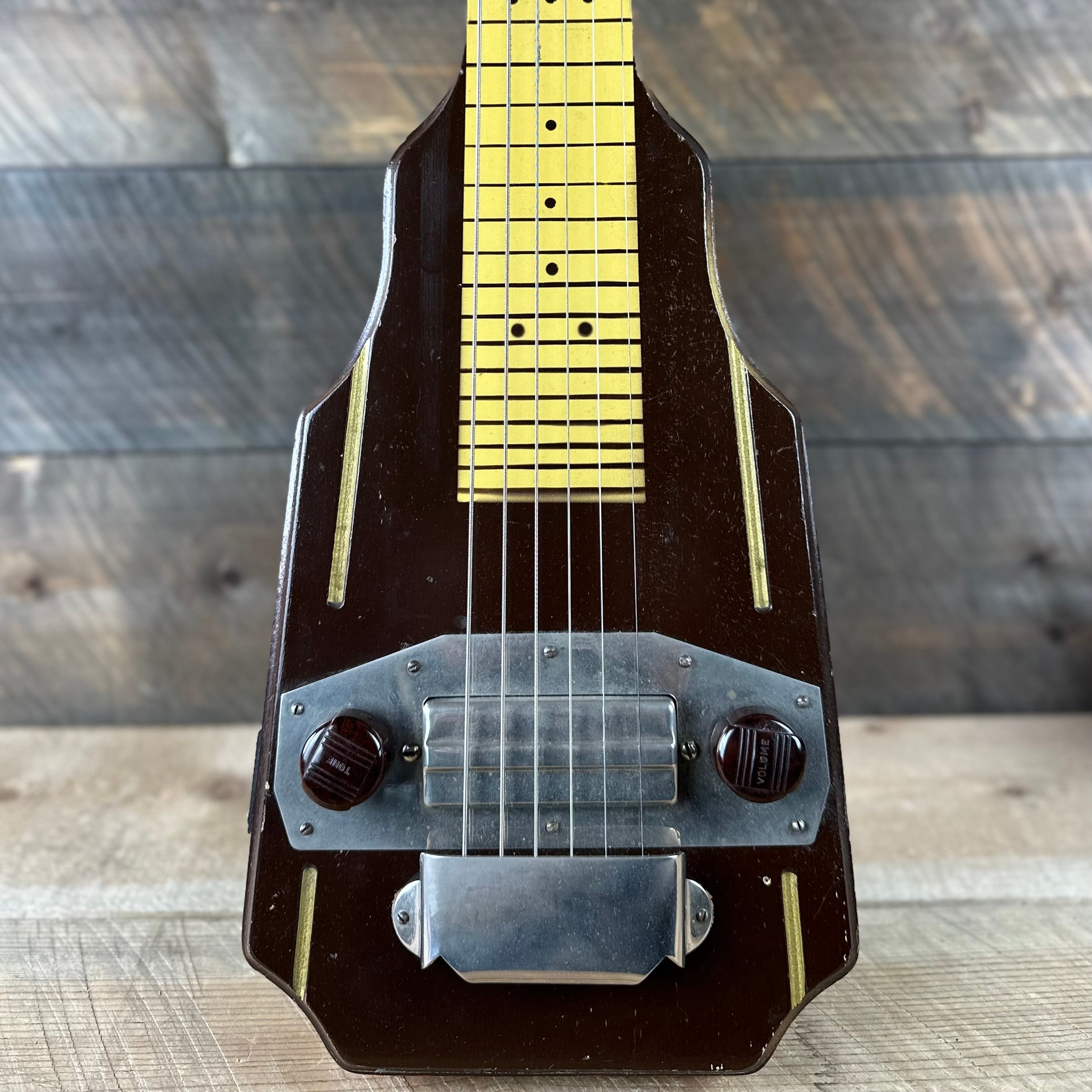 Vintage Harmony 1950s Lap Steel Guitar Brown Tater Quimper Sound Records and Guitars