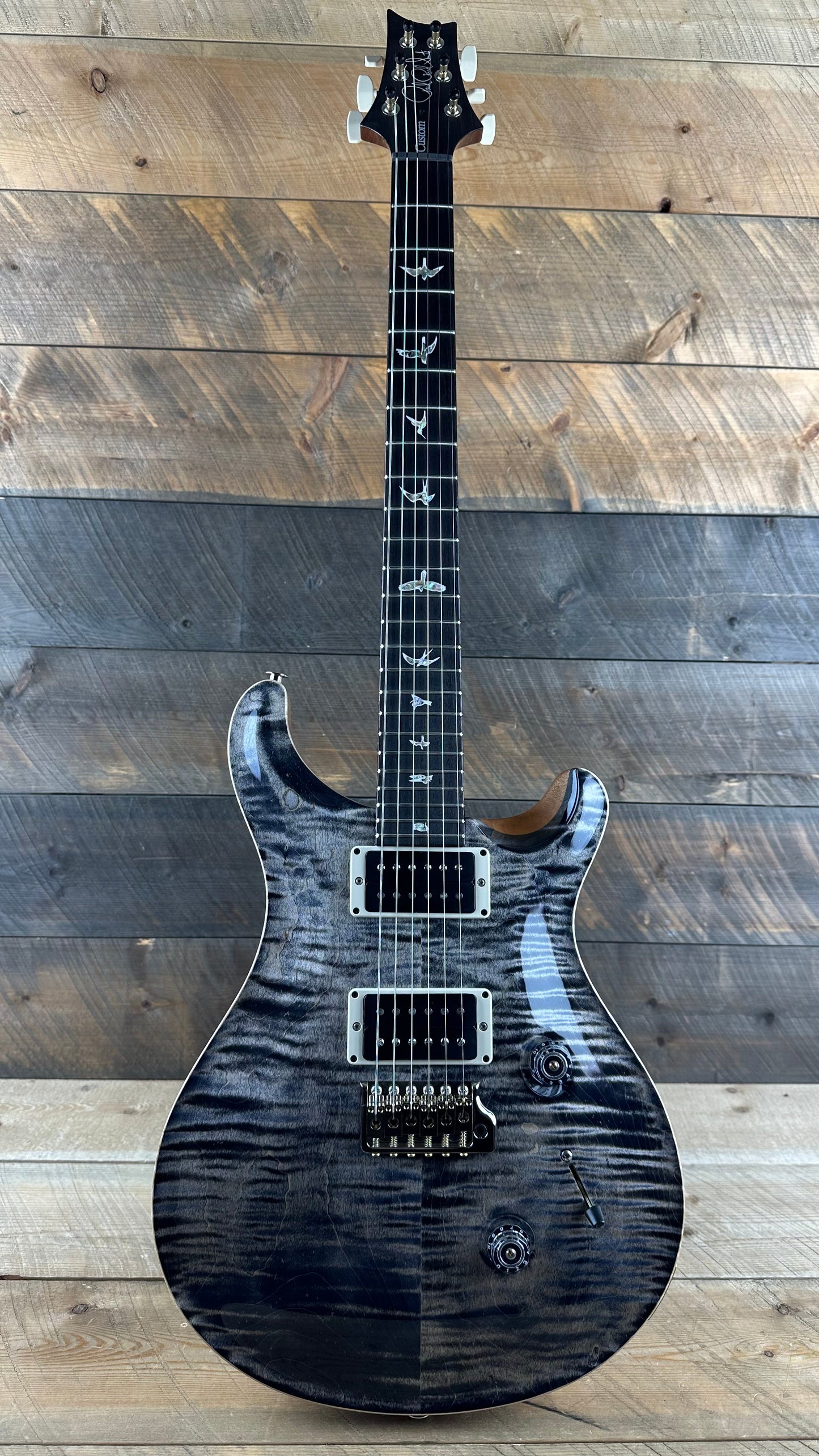 PRS Custom 24 Flame Maple Top  - Charcoal Natural Back 380253