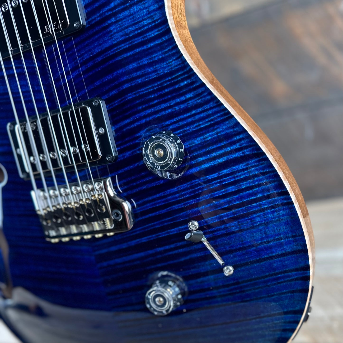 PRS Wood Library Custom 24 Semi-Hollow Flame Maple 10 Top - Whale Blue 386423