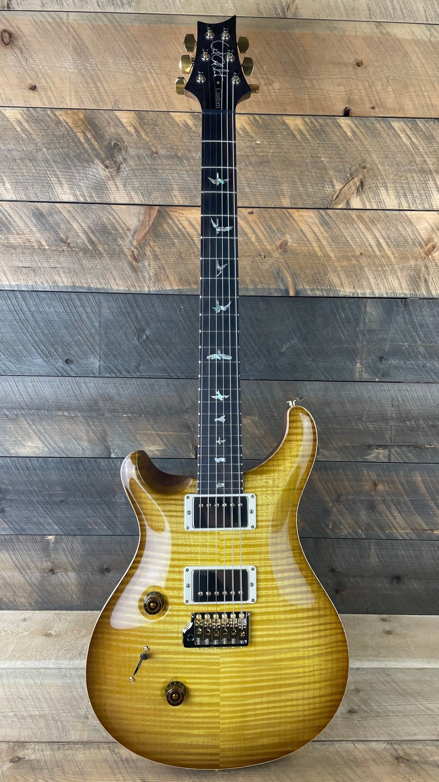 PRS Custom 24 Lefty Wood Library Flame Maple 10 Top Torrefied Maple Neck Brazilian FB - Livingston Lemondrop 356129