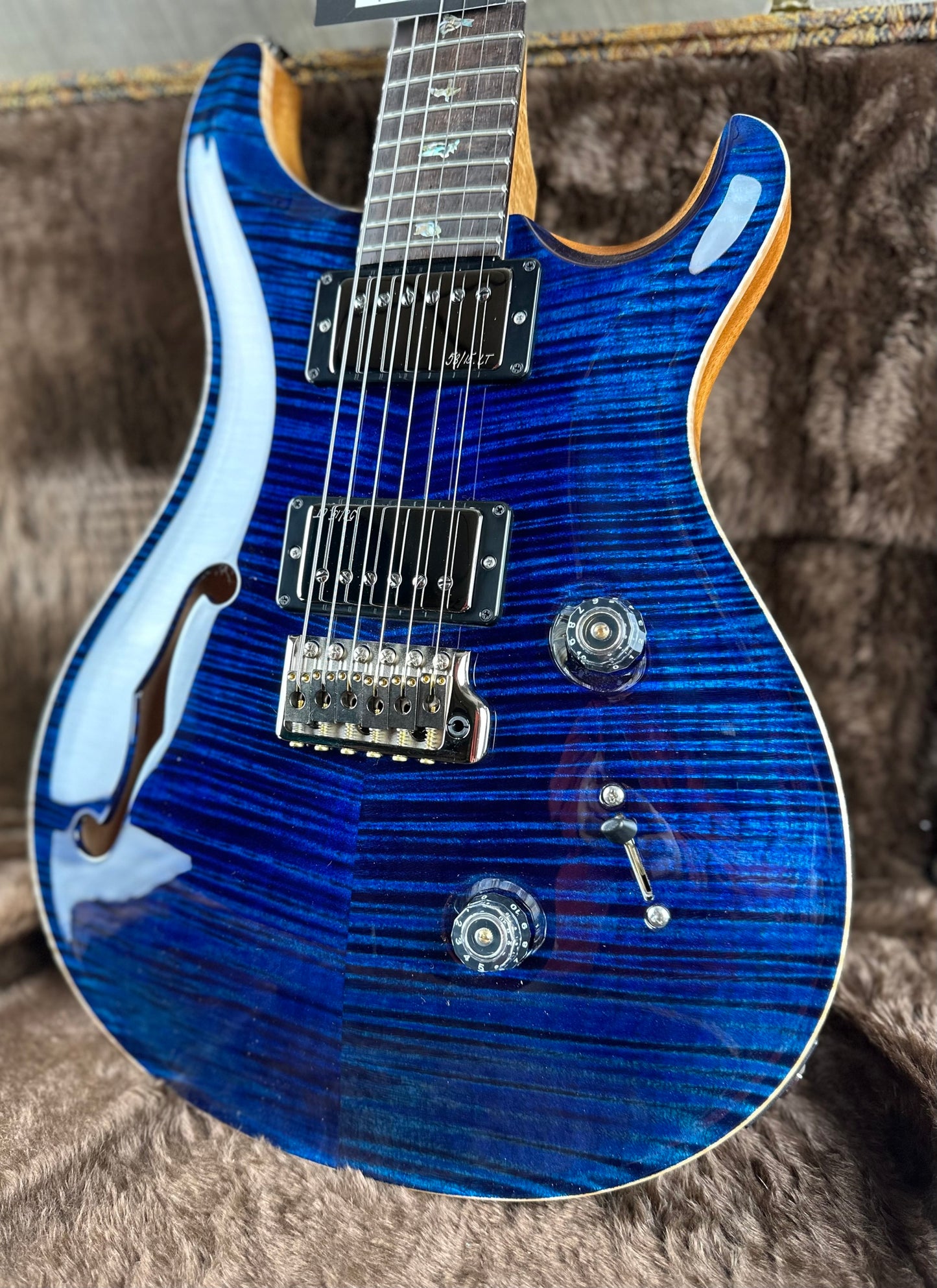 PRS Wood Library Custom 24 Semi-Hollow Flame Maple 10 Top - Whale Blue 386423