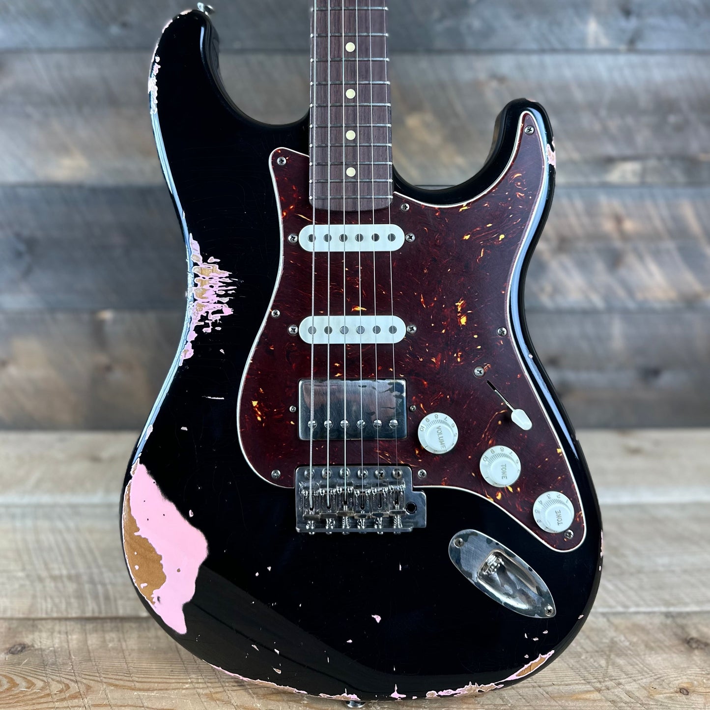 LsL Instruments Saticoy HSS Electric Guitar Heavy Aged - Black Over Ice Pink 6753 "Lucille"