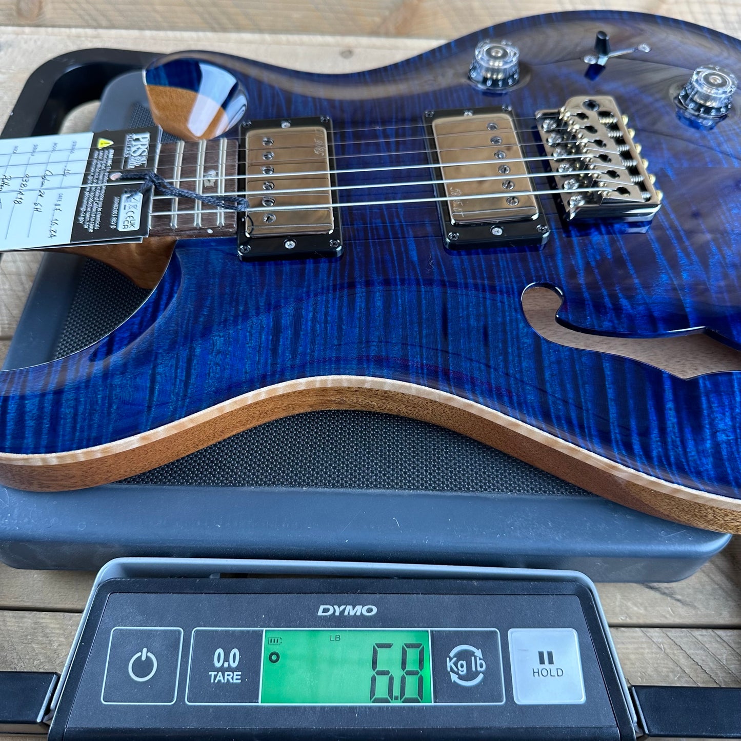 PRS Wood Library Custom 24 Semi-Hollow Flame Maple 10 Top - Whale Blue 386418