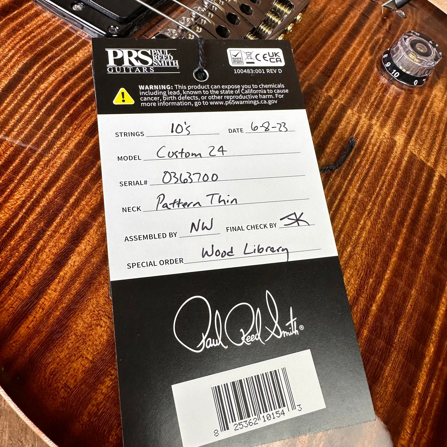 PRS Custom 24 Wood Library Flame Maple 10-Top 85/15 Stained Maple Neck Swamp Ash Back - Copperhead Burst 363700