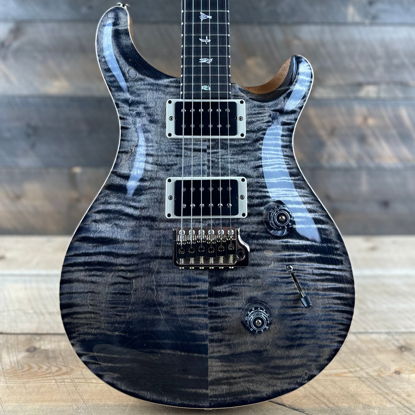 PRS Custom 24 Flame Maple Top  - Charcoal Natural Back 380253