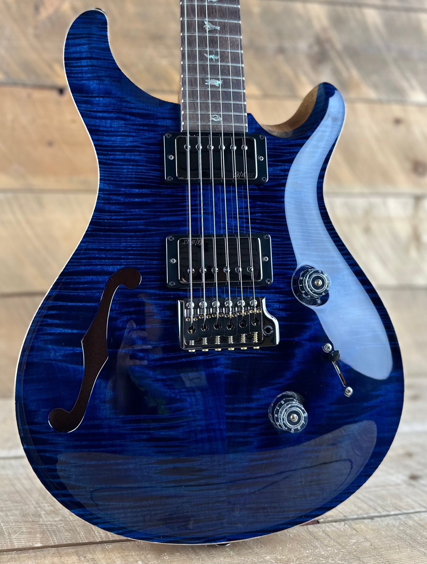 PRS Wood Library Custom 24 Semi-Hollow Flame Maple 10 Top - Whale Blue 386418