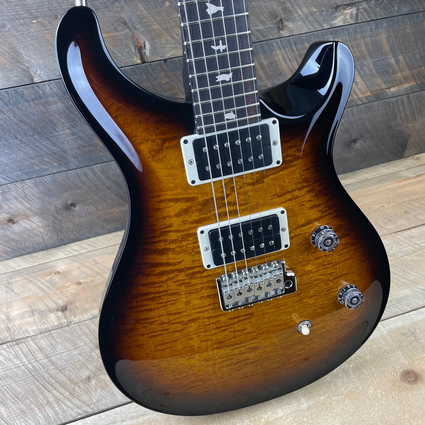 Floor Model PRS CE 24 Black Neck Custom Color - Amber Smokerwap Burst 349289