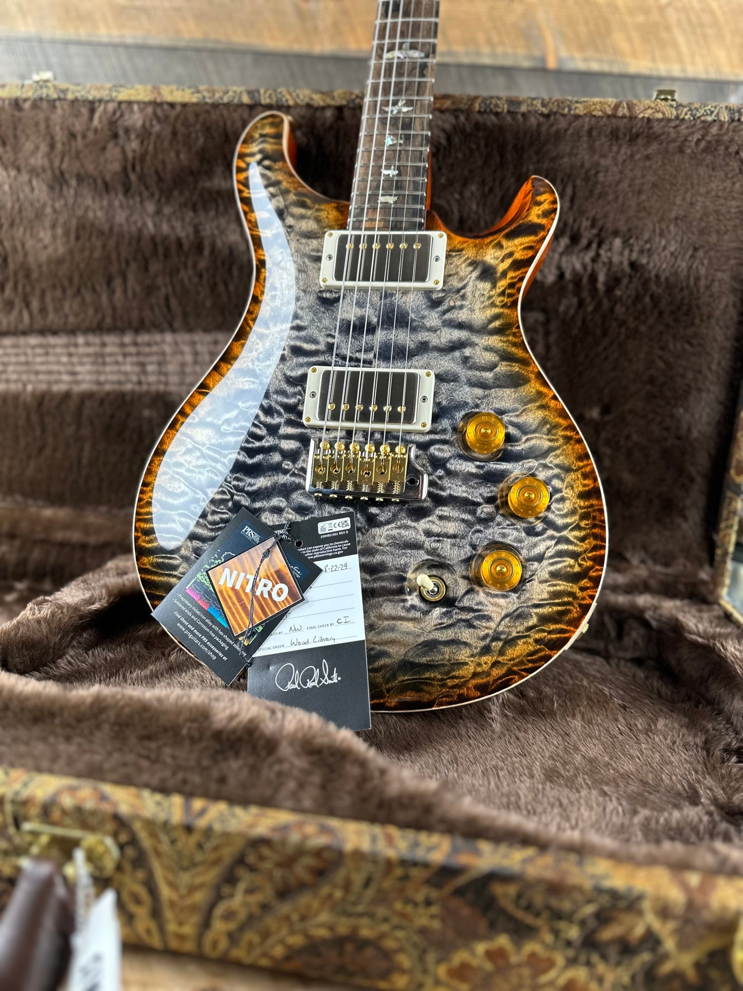 PRS DGT David Grissom Signature Wood Library 10 Top, Korina Back/Neck, Ziricote FB - Burnt Maple Leaf 390877