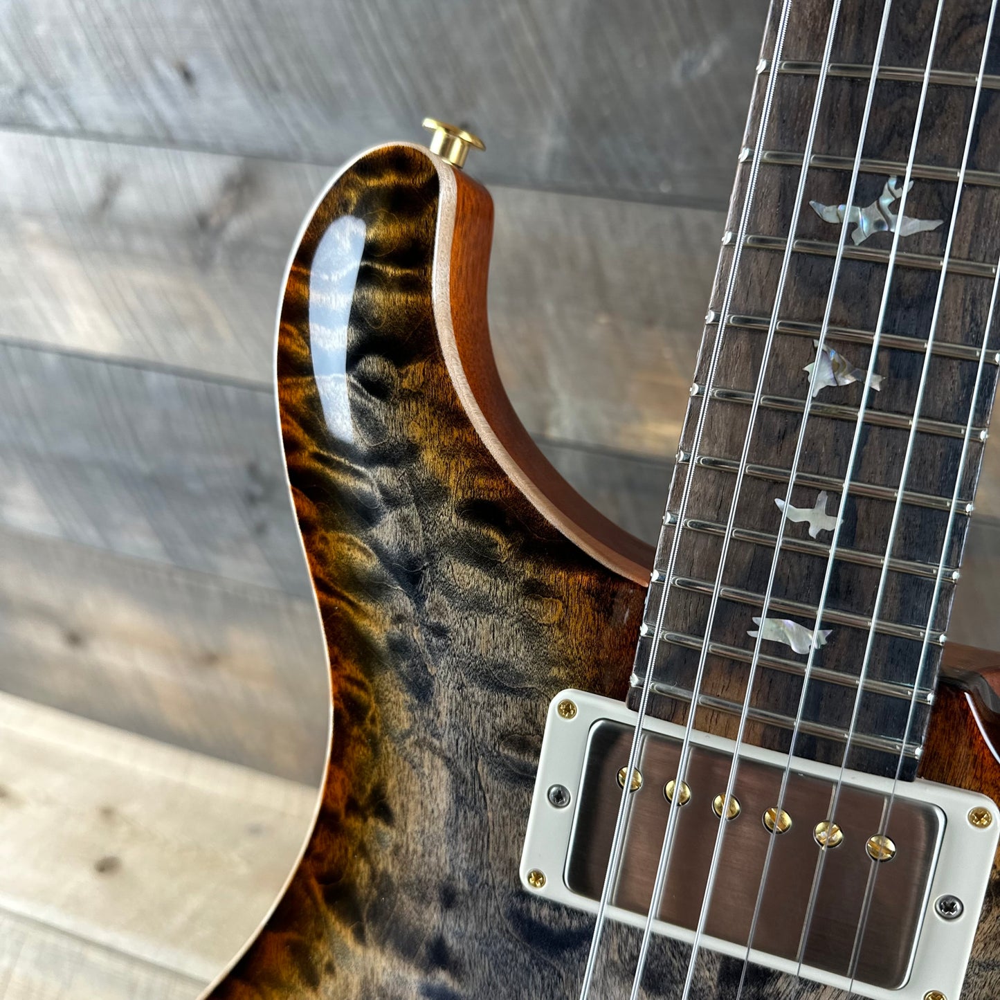 PRS DGT David Grissom Signature Wood Library 10 Top, Korina Back/Neck, Ziricote FB - Burnt Maple Leaf 390877