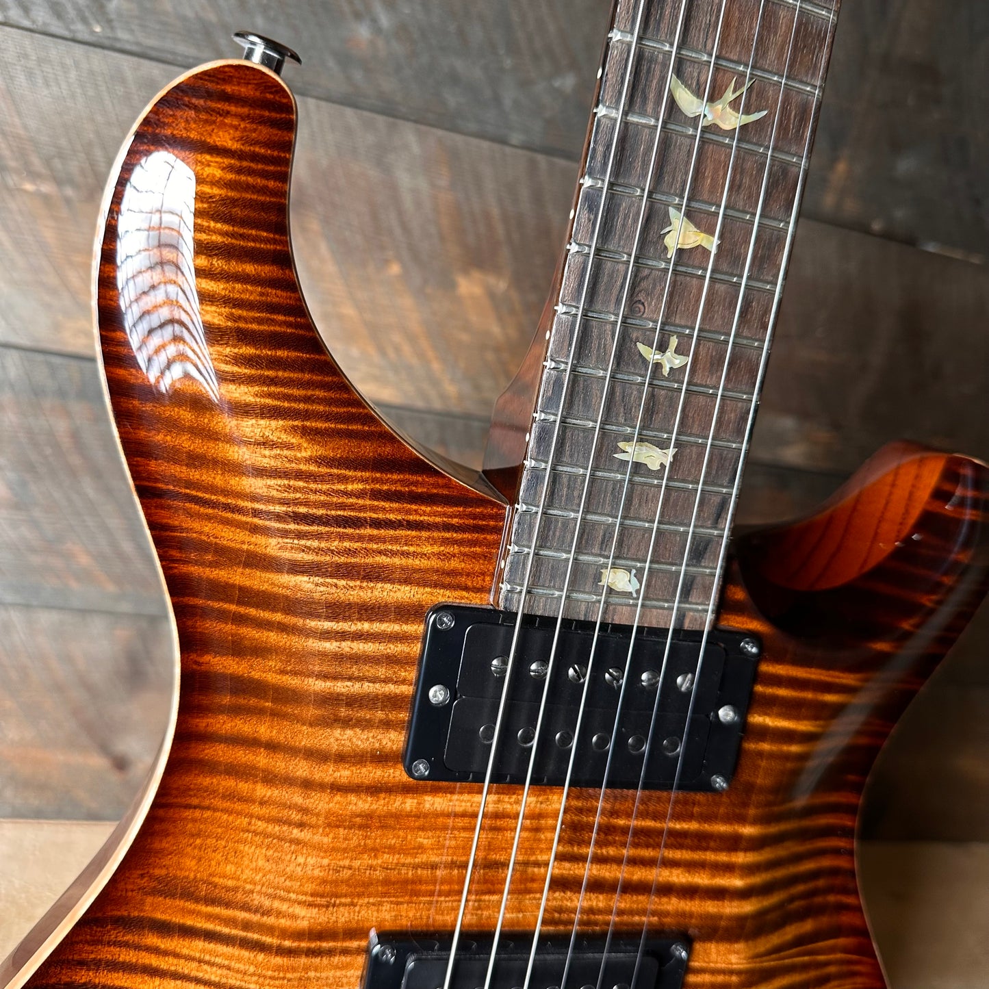 PRS Custom 24 Wood Library Flame Maple 10-Top 85/15 Stained Maple Neck Swamp Ash Back - Copperhead Burst 363700