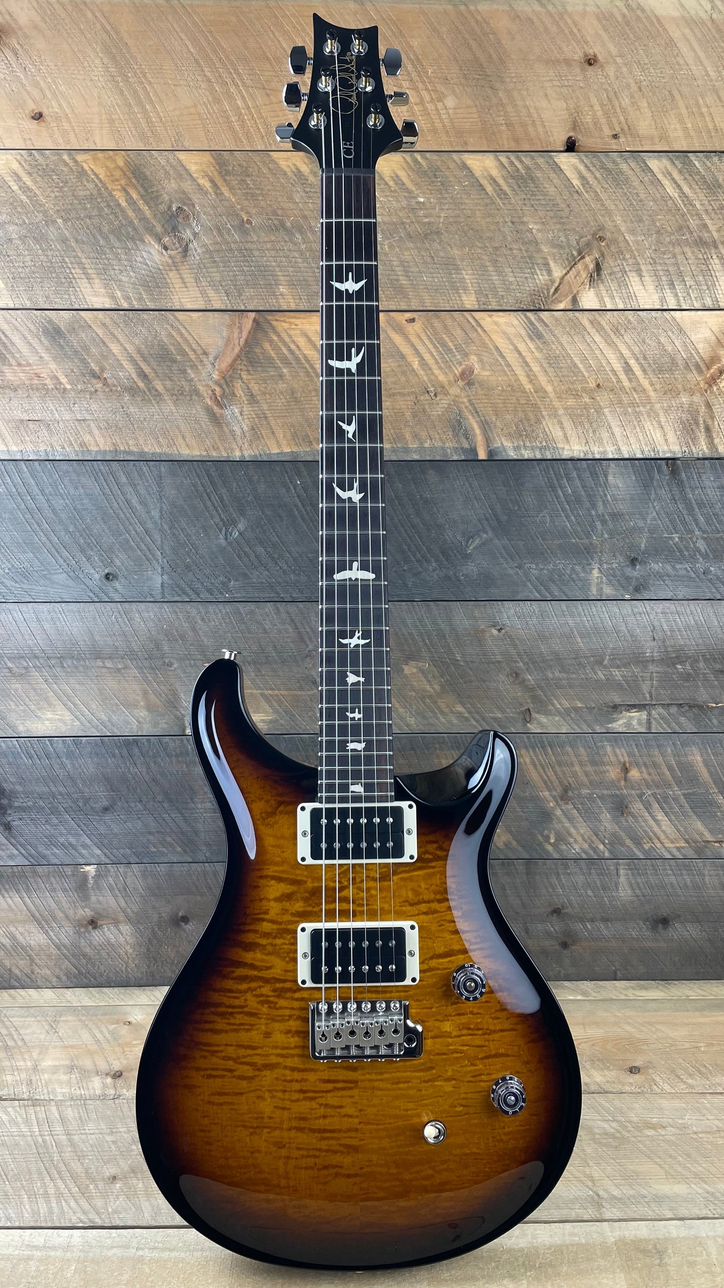 Floor Model PRS CE 24 Black Neck Custom Color - Amber Smokerwap Burst 349289