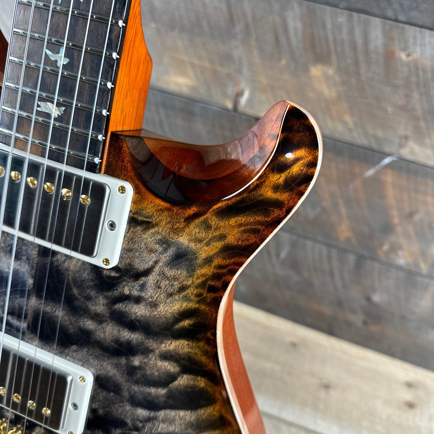 PRS DGT David Grissom Signature Wood Library 10 Top, Korina Back/Neck, Ziricote FB - Burnt Maple Leaf 390877