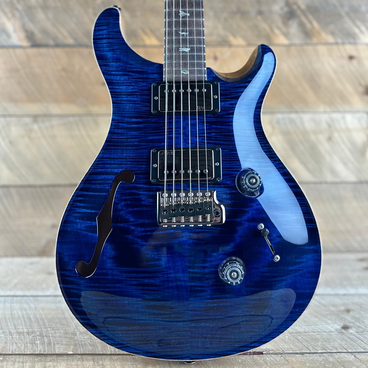 PRS Wood Library Custom 24 Semi-Hollow Flame Maple 10 Top - Whale Blue 386418