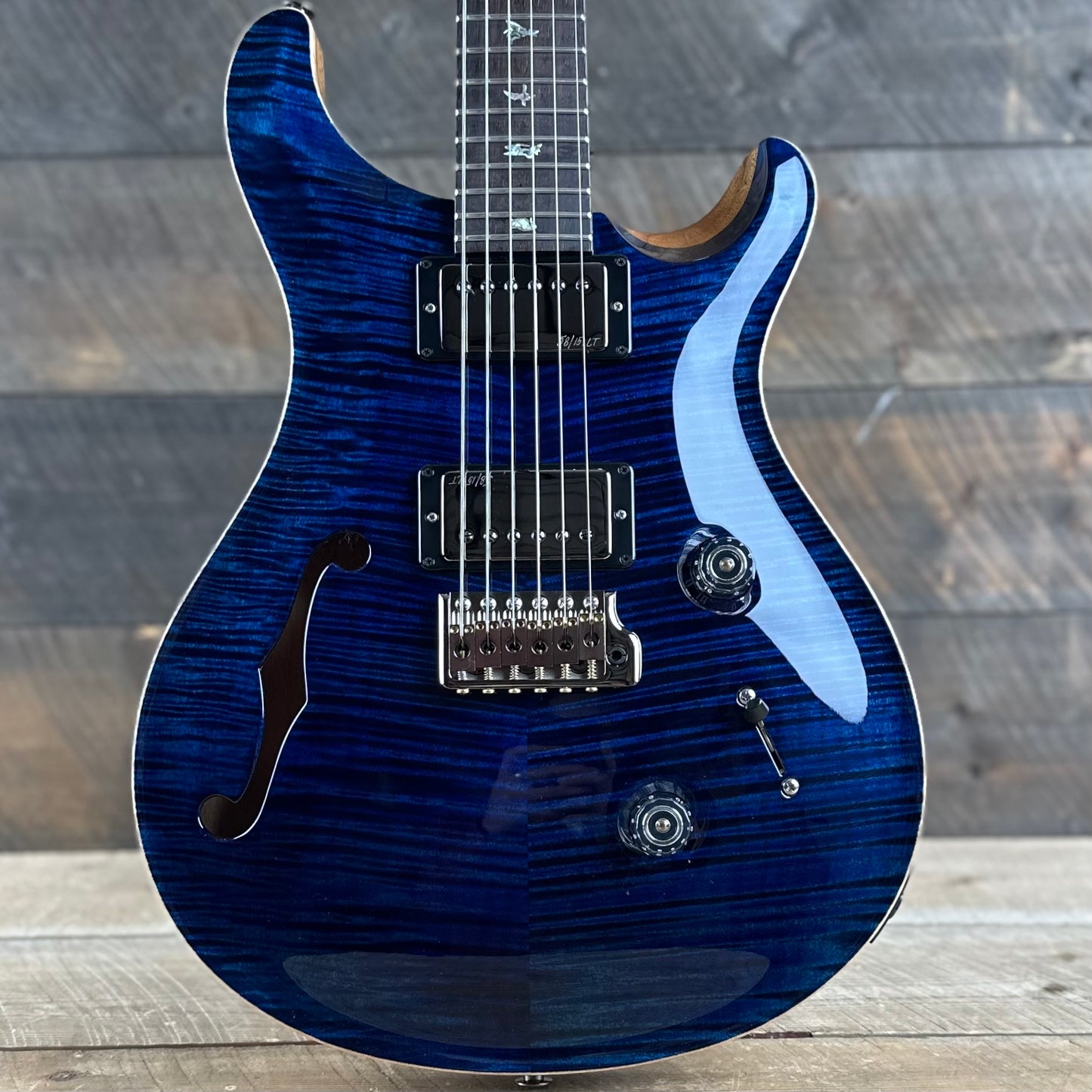 PRS Wood Library Custom 24 Semi-Hollow Flame Maple 10 Top - Whale Blue 386423