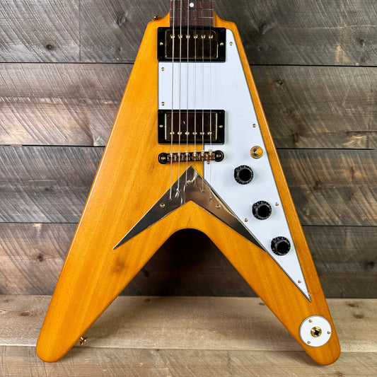 Used Epiphone 1958 Korina Flying V White Pickguard 6.2 lbs Aged Natural 23031529635