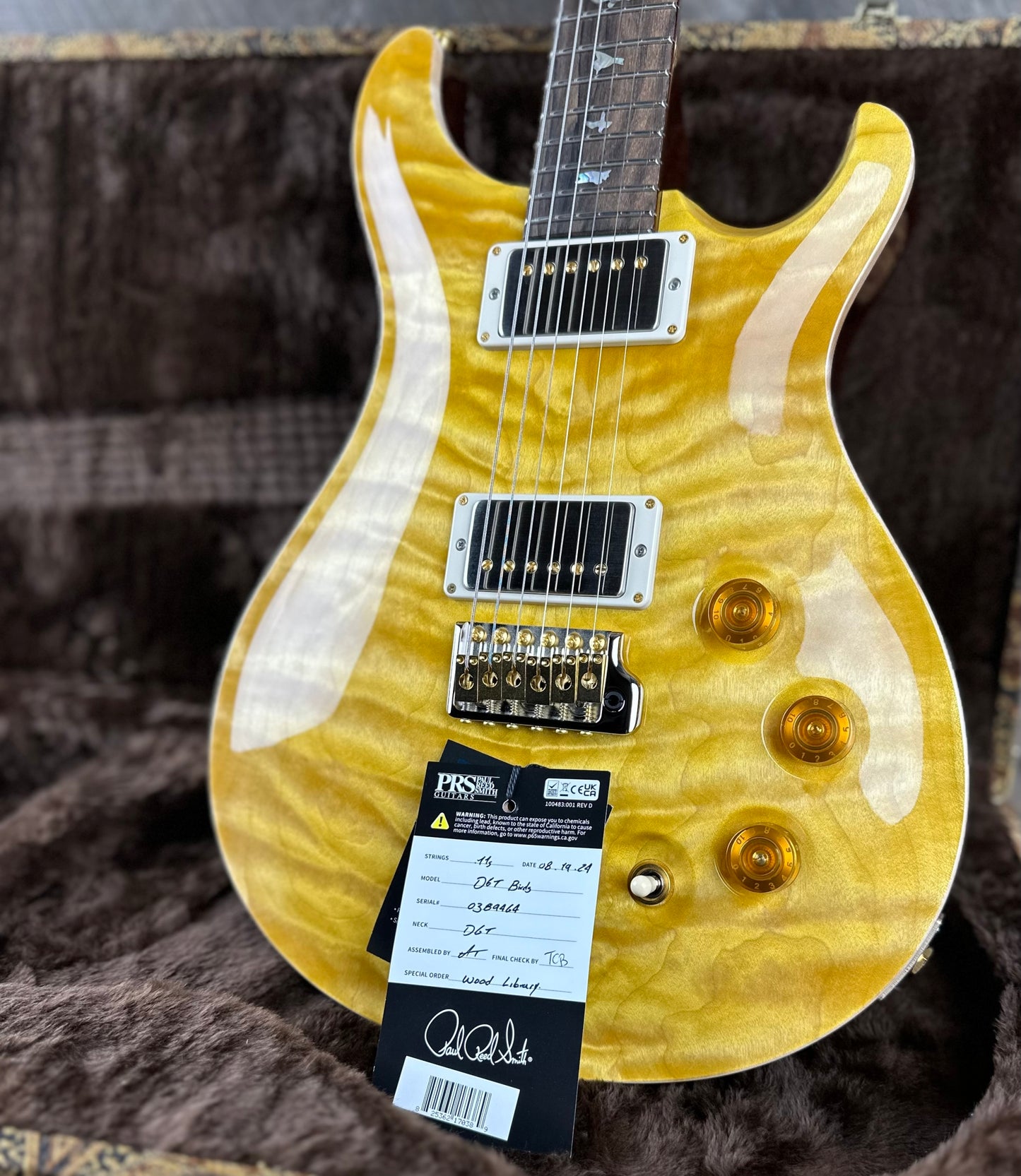 PRS DGT David Grissom Signature Wood Library Quilt Maple 10 Top, Korina Back/Neck, Ziricote FB - Honey 389464