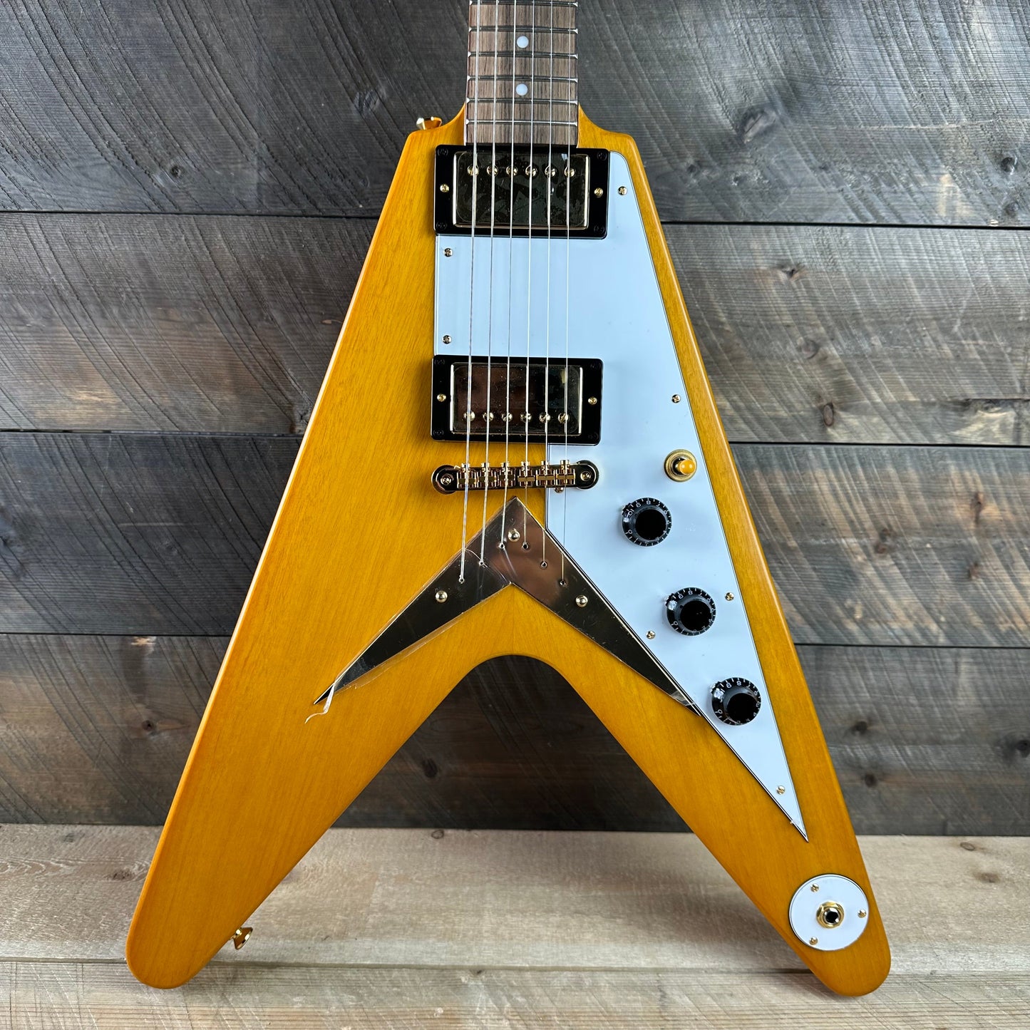 Used Epiphone 1958 Korina Flying V White Pickguard 6.2 lbs Aged Natural 23111524603