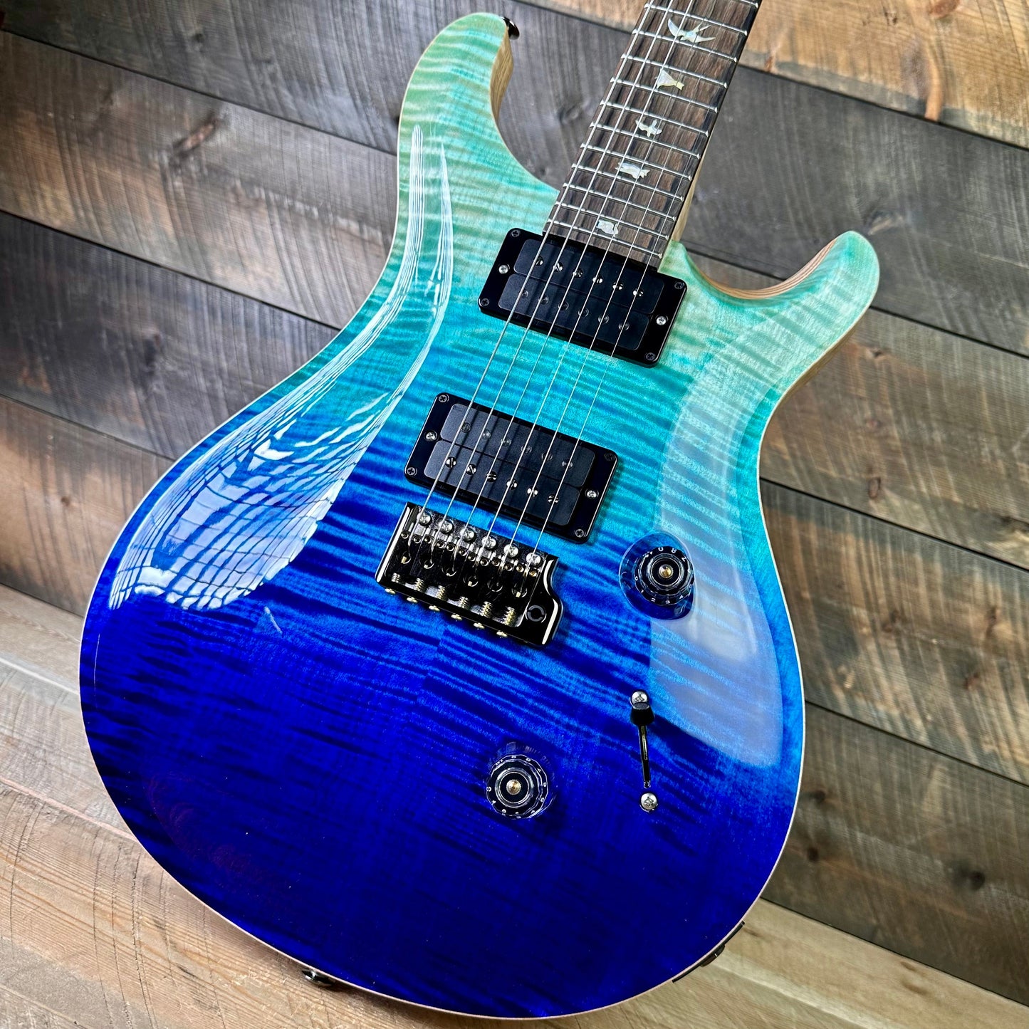 PRS Custom 24 Wood Library Flame Maple 10-Top  Stained Maple Neck Swamp Ash Back - Blue Fade 363699