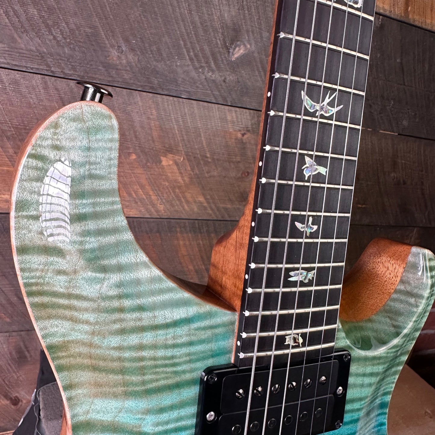 PRS Custom 24 Wood Library Flame Maple 10-Top  Torrefied Maple Neck African Blackwood FB - Blue Fade 363813