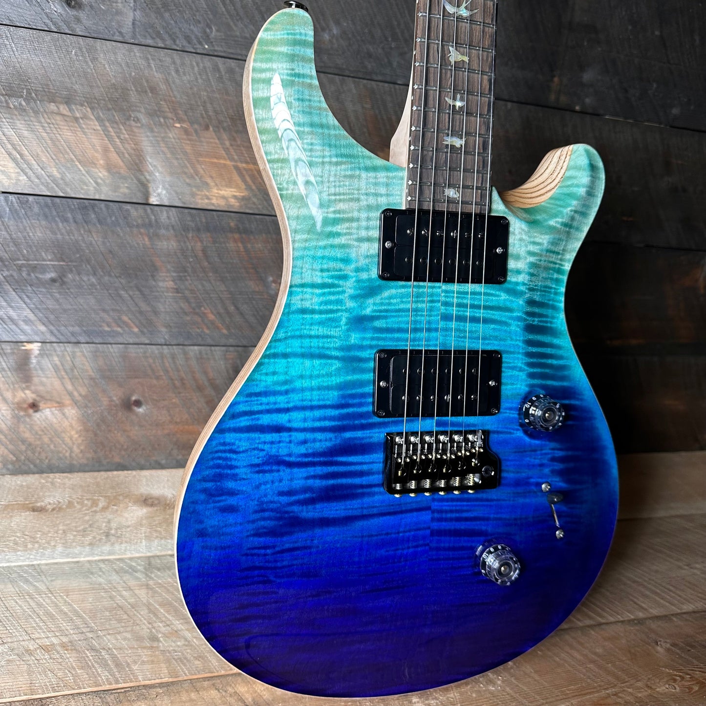 PRS Custom 24 Wood Library Flame Maple 10-Top  Stained Maple Neck Swamp Ash Back - Blue Fade 363699