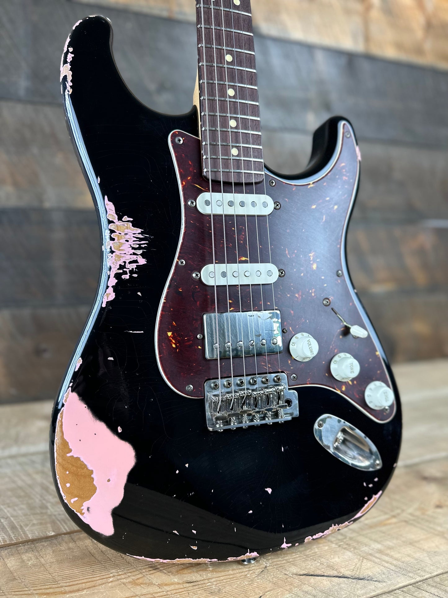 LsL Instruments Saticoy HSS Electric Guitar Heavy Aged - Black Over Ice Pink 6753 "Lucille"