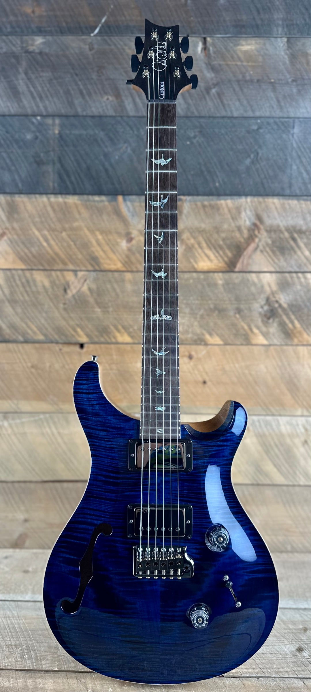 PRS Wood Library Custom 24 Semi-Hollow Flame Maple 10 Top - Whale Blue 386418