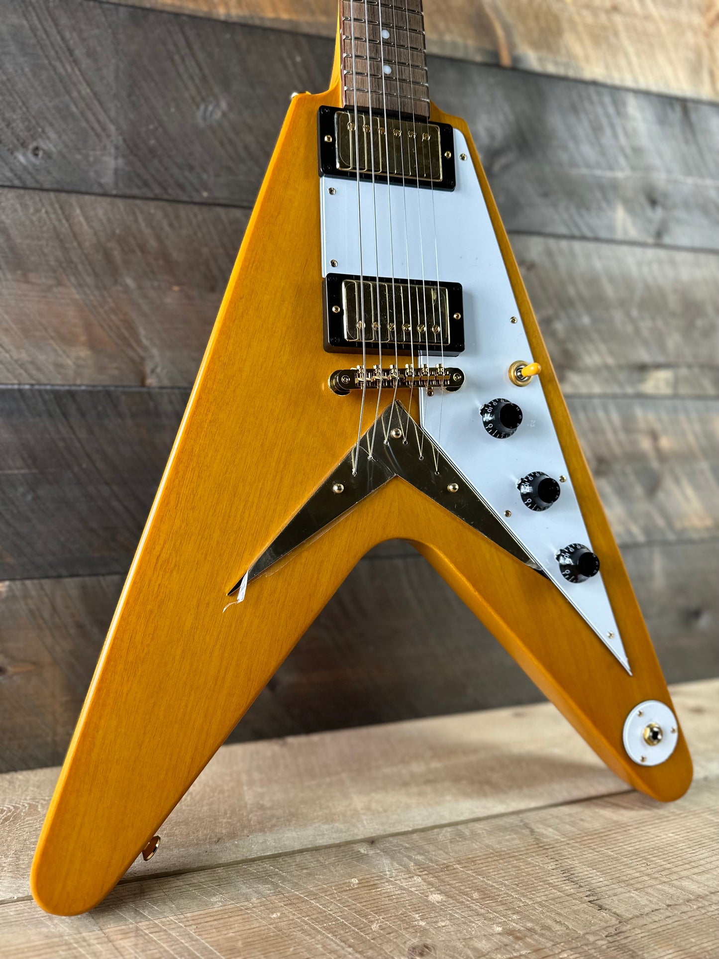 Used Epiphone 1958 Korina Flying V White Pickguard 6.2 lbs Aged Natural 23111524603