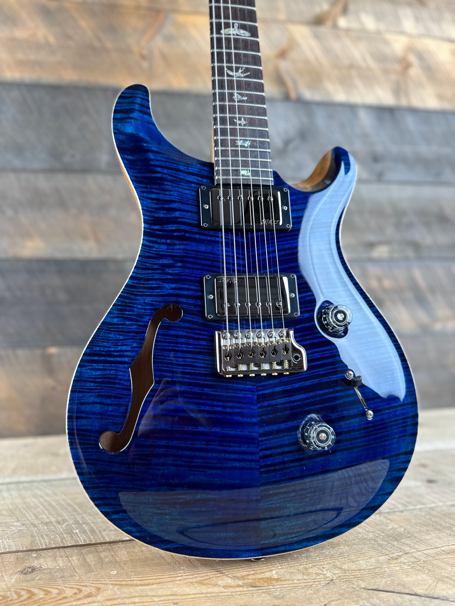 PRS Wood Library Custom 24 Semi-Hollow Flame Maple 10 Top - Whale Blue 386423