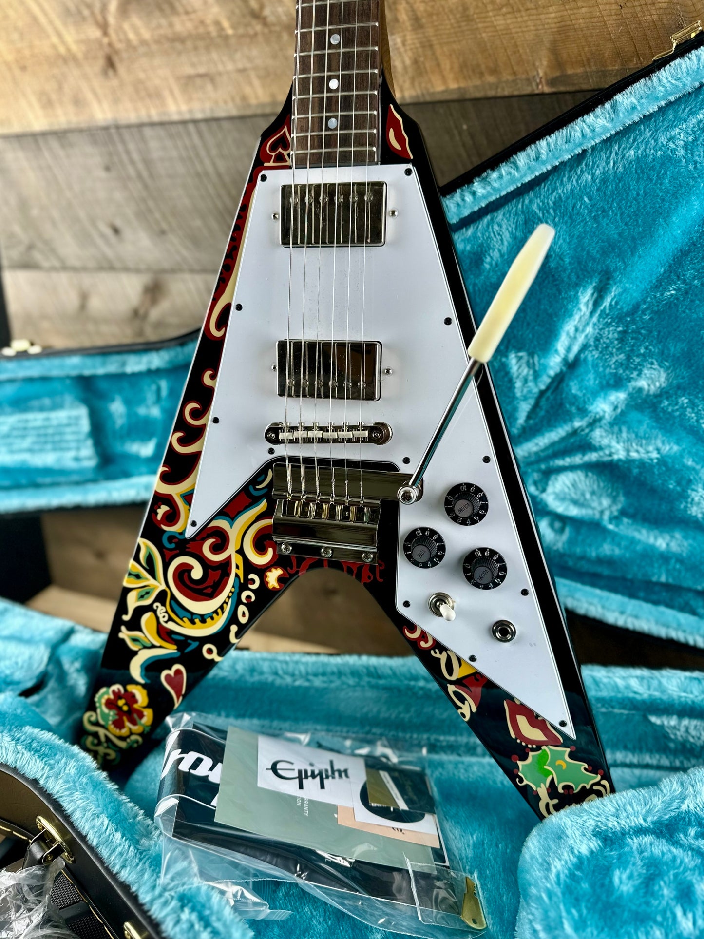 Epiphone Jimi Hendrix™ "Love Drops" Flying V - Ebony 24061527876